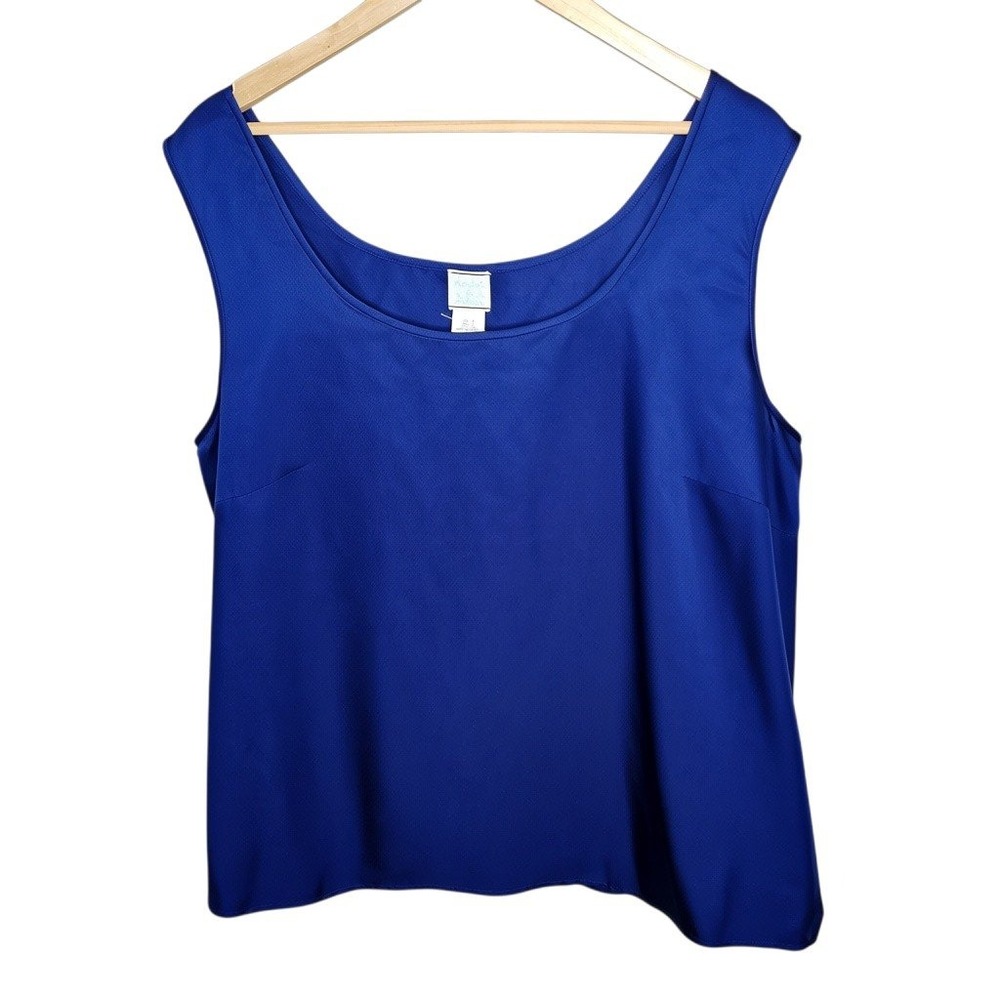 Loulou de la Falaise Blue Textured Scoop Neck Sleeveless Shell Tank Top Size 20W
